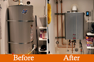 before and after tankless